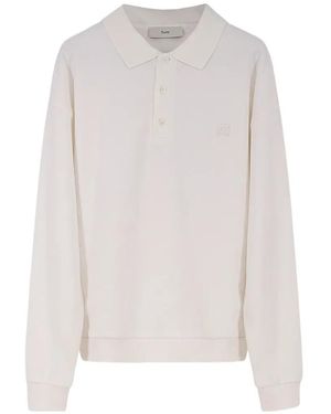 DUNST Logo-Patch Long-Sleeved Polo Shirt - White