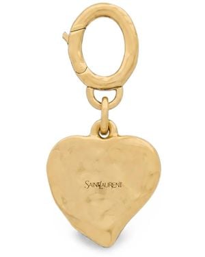 Saint Laurent Cassandre Heart-Pendant Bag Charm - Metallic