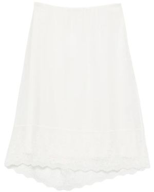 Magda Butrym Embroidered-Lace Silk Midi Skirt - White