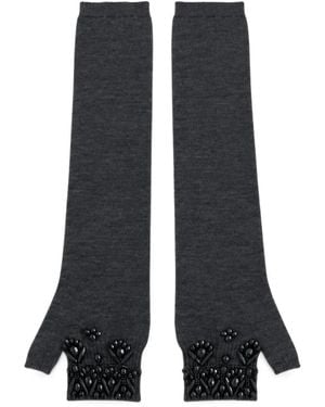 P.A.R.O.S.H. Bead-Embellished Fingerless Gloves - Black