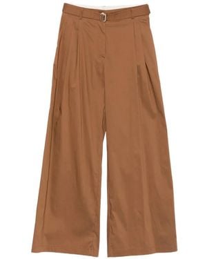Semicouture Rowena Belted Pleated Pants - Brown