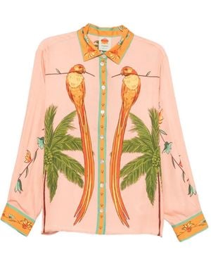 FARM Rio Birds-Print Long-Sleeve Shirt - White