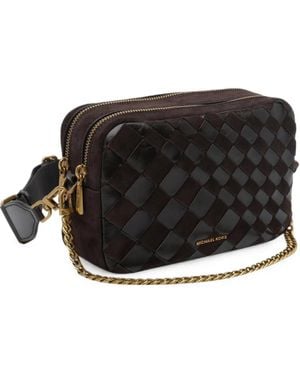 MICHAEL Michael Kors Woven Leather Shoulder Bag - Black