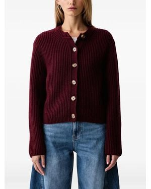 Barbour Adalyn Ribbed-Knit Cardigan - Red