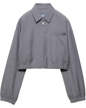 Prada Light-Mohair Blouson Jacket - Grey