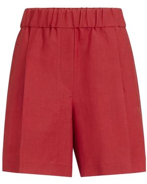 Brunello Cucinelli Short Plissé À Taille Élastiquée - Red