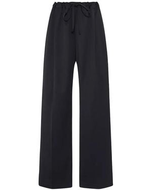 Another Tomorrow Pleated Cotton Trousers - Blue