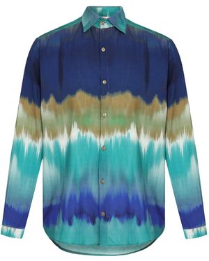 Amir Slama Tie Dye-Print Button-Up Shirt - Blue