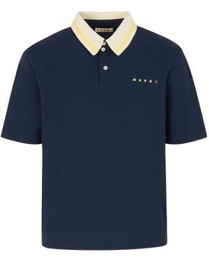 Marni Striped Collar Polo Shirt - Blue