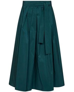 Weekend by Maxmara Alpaca Belted Midi Pleated Skirt - Green