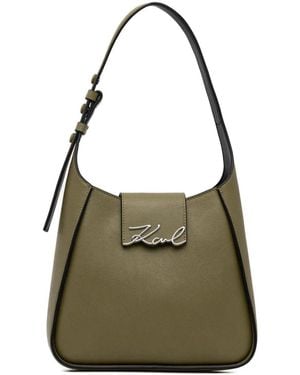 Karl Lagerfeld レザー ショルダーバッグ - グリーン