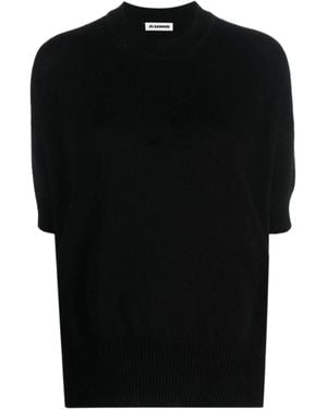 Jil Sander Ribbed Cashmere Knitted Top - Black