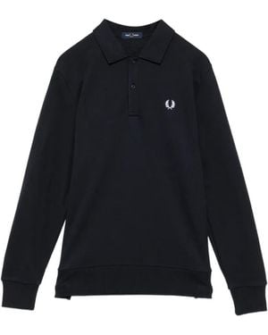 Fred Perry Panel Collared Sweatshirt - Blue