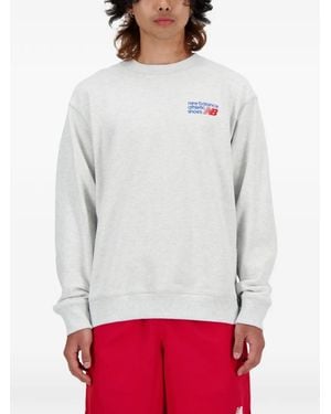 New Balance Logo-Detail Crew-Neck Sweatshirt - Grey