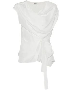 P.A.R.O.S.H. Saxon Cowl-Neck Tie Blouse - White
