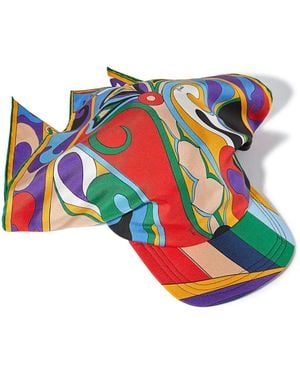 Emilio Pucci Orchidee-Print Silk-Twill Cap - Blue