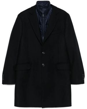 Fay Single-Breasted Layered Coat - Blue