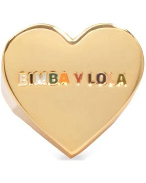 Bimba Y Lola Multicolored-Logo-Tone Heart Ring - Natural