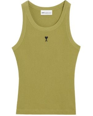 Ami Paris Ami De Coeur Ribbed Tank Top - Green