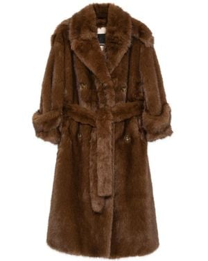 BB COUTURE Farrah Faux-Fur Belted Coat - Brown