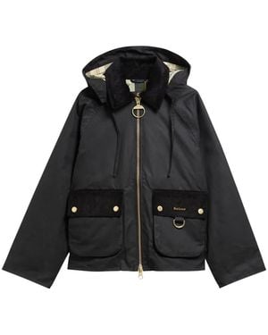Barbour Carville Hooded Corduroy-Trim Jacket - Black