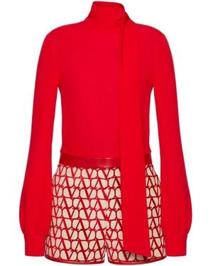 Valentino Garavani Toile Iconographe Light Playsuit - Red