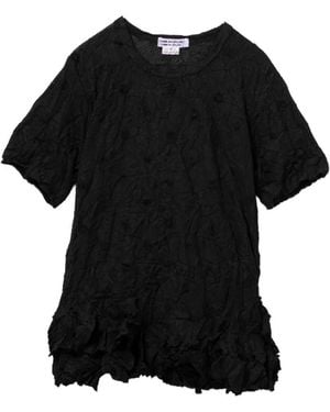 Comme des Garçons Ruffled Crinkled T-Shirt - Black