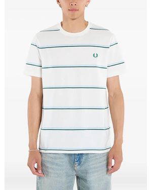 Fred Perry Fine-Stripe Cotton T-Shirt - White