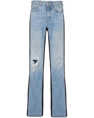 Balmain Jeans vestibilità ampia in denim e maglia - Blu