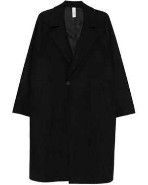 Hevò Single-Breasted Notched-Lapel Coat - Black