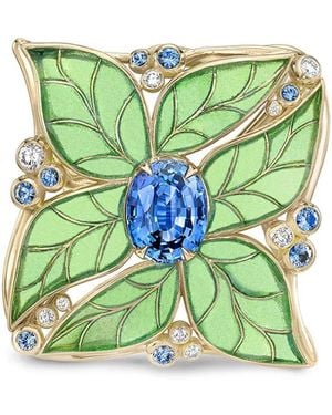 Pragnell Wildflower Windflower サファイア&ダイヤモンド リング 18kイエローゴールド - グリーン