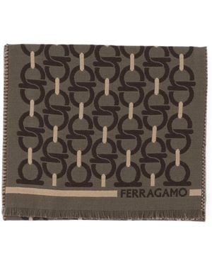 Ferragamo Gancini Jacquard Scarf - Marrone