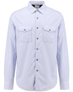 Aspesi Vertical-Stripe Chest-Pockets Shirt - Blue