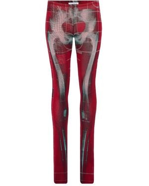 Jean Paul Gaultier Mesh Graphic-Print Trousers - Red