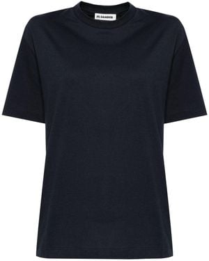 Jil Sander Embroidered Logo Cotton T-Shirt - Black