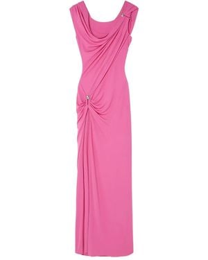 Versace Dress With Decorative Safety Pin And Draping - Pink