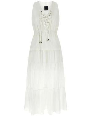 Pinko Tiered Lace-Up Maxi Dress - White