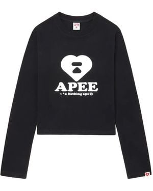 A Bathing Ape Heart Logo-Print Top - Blue