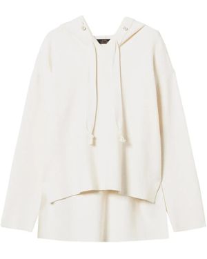 Twinset Sudadera con capucha y apliques de perlas artificiales - Blanco