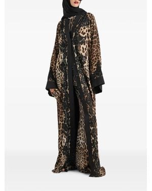 Dolce & Gabbana Leo-Print Charmeuse Trousers - Black