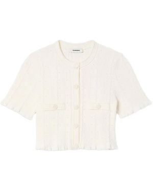 Sandro Cable-Knit Cardigan - White