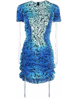 Stella McCartney Ruched Graphic-Print Minidress - Blue