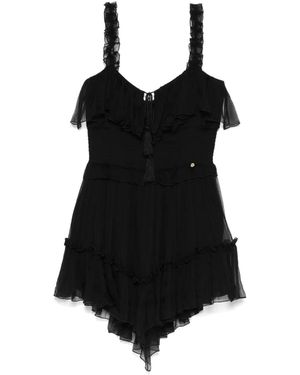 Nissa Tassel-Detail Mini Dress - Black
