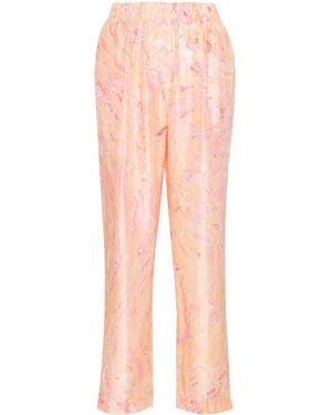 forte_forte Abstract-Print Silk Trousers - Pink