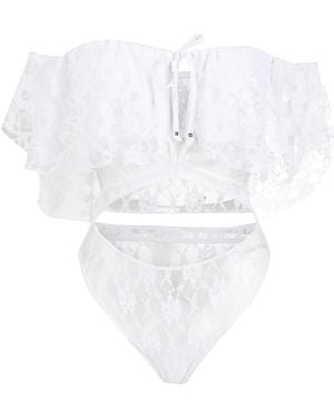 Amir Slama Lace Short Sleeves Bodysuit - White
