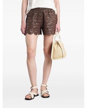 MC2 Saint Barth Maeve Scalloped Mini Shorts - Brown