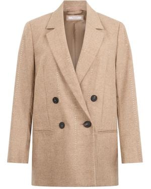 Peserico Double-Breasted Button Blazer - Natural