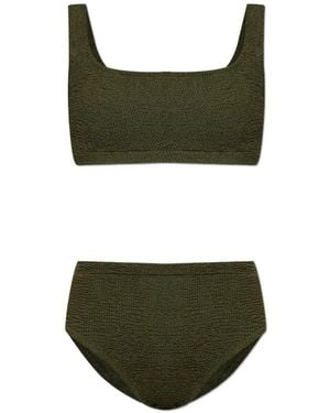 Hunza G Patricia Crinkle-Effect Bikini - Green