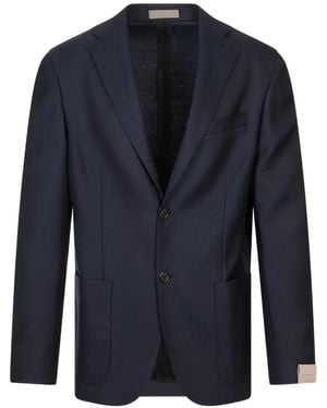 Corneliani Single-Breasted Notch-Lapel Blazer - Blue