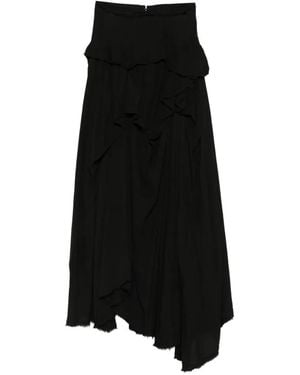 Marc Le Bihan Ruffled Frayed Skirt - Black